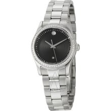 Movado Ladies Sportivo Diamond Dress Watch Black Museum 0606498