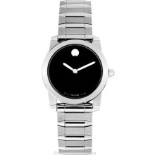 Movado Ladies Vizio Watch Black Dial Stainless Steel Case & 0605811