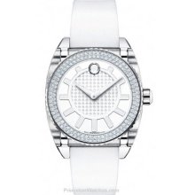 Movado Master Diamond Ladies Watch - White Dial - White Rubber Strap 0606297