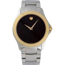 Movado Men's Two Tone Military Black Museum Dial Stainless Steel 0605871