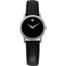 Movado Women's Museum Black Leather Strap Watch 0606087