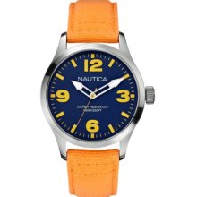 Nautica Bfd 102 Men's Quartz Watch With Blue Dial Analogue Display And Yellow Fabric Strap A11561g