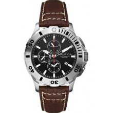 Nautica Gent's Brown Leather Strap Chronograph A18643G Watch