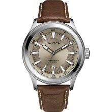 Nautica Men Japan Mvt.steel Leather N11052g Wr100 Sale 20% Off