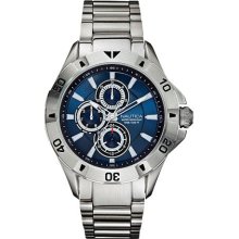 Nautica Men's Chronograph Blue Dial Stainless Watch N17546g In Box