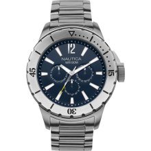 Nautica Men's Stainless Steel Case and Bracelet Blue Dial Day and Date Displays N19568G