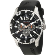 Nautica Men's Stainless Steel Case Black Dial Rubber Strap Day and Date Displays N19586G