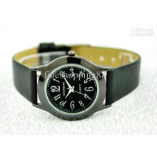 New 2pcs/lot Black Fashion Lady Watch Quartz Digital Watch With Leat