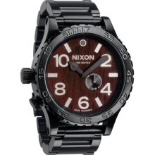 Nixon 51-30 Tide Dark Wood Black Stainless Steel Mens Watch A0571107