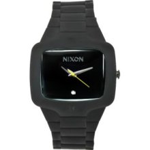 Nixon Men's Player Quartz Square Case Black Rubber Strap Watch