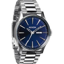 Nixon 'Sentry' Bracelet Watch, 42mm Silver/ Blue Sunray