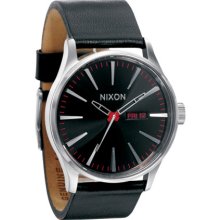 Nixon Sentry Leather Watch - Men's Black, One Size