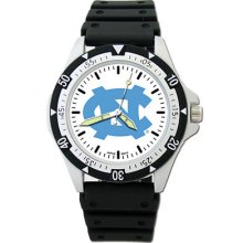 North Carolina Tar Heels Unc Men's Large Dial Sports Watch W/rubber Bracelet