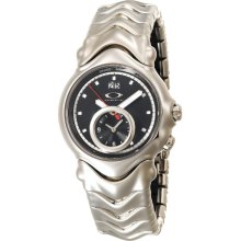 Oakley Mens Judge II Dual Time Stainless Watch - Silver Bracelet - Black Dial - 10-265