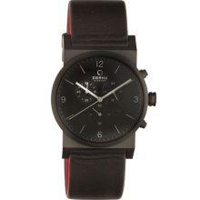 Obaku By Ingersoll Gents Chronograph Black Leather Strap Watch