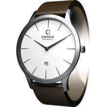 Obaku Harmony Mens Analog Stainless Watch - Brown Bracelet - White Dial - V112GCIRN