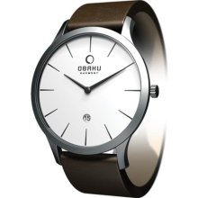 Obaku Harmony Mens Analog Stainless Watch - Brown Bracelet - Whit ...