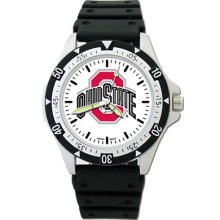 Ohio State Buckeyes Osu Men's Large Dial Sports Watch W/rubber Bracelet