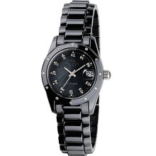 Oniss Women's Swiss Sapphire Ceramic Diamond Watch ON601-L Black