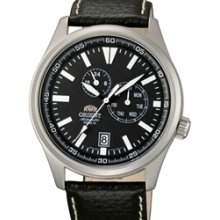 Orient Defender 21-Jewel Automatic Black Dial Field Watch with Leather Strap #ET0N002B