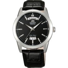 Orient EV0S004B Men's Union Black Dial Leather Strap Automatic Watch