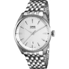Oris Artix Date Steel 42mm Watch - Silver Dial, Stainless Steel Bracelet 73376424051MB Sale Authentic