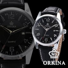 Orkina Silver Case Date Calendar Analog Men Sport Wrist Quartz Watch Dailyetrade