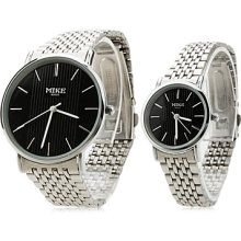 Pair of Alloy Analog Quartz Wrist Watches (Silver)