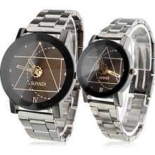 Pair of Couple's Analog Style Alloy Quartz Wrist Watches (Silver)