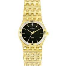 Personalized Men's Gold-Tone Bracelet Watch with Diamond Bezel pj