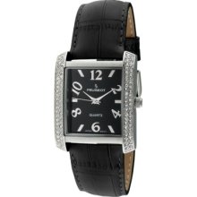 Peugeot Women's Leather Crystal Accented Watch - Black