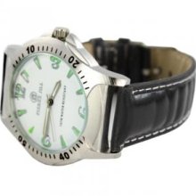 Pierre Jill WAT-0950M-SVRWHT Pierre Jill Men Watch in White Dial Black Leather Strap