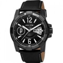 PL12221JSB/02 Police Scout Mens Black Leather Sports Watch