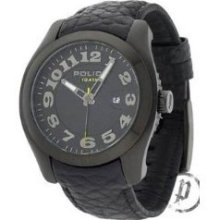 Police 12174jsb-02a Mens Attire Black Dial And Black Leather Strap Watch
