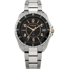 Police Men's Miami Stainless Steel, Black Dial, Rose Gold Detail 13669MS/02M Watch