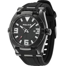 Police Raptor Men's Quartz Watch With Black Dial Analogue Display And Black Silicone Strap 13093Jsb/02