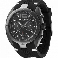 Police Watch Men Interceptor Carbon Fiber Gunmetal Rubber 49mm Pl-12676jisu/02