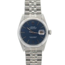 Pre-owned Rolex Men's Datejust Blue Dial Stainless Steel Watch (Stainless steel 36mm, blue dial)