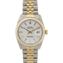 Pre-owned Rolex Men's Datejust Two-tone White Dial Watch (SS yellow gold, 36mm, white dial)