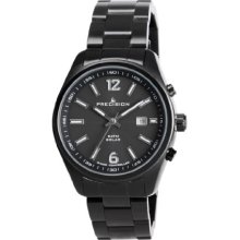Precision Men's Quartz Watch With Black Dial Analogue Display And Black Stainless Steel Plated Bracelet Prew1107