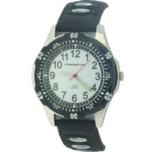 Predator Gents White Dial Watch With Black Strap And Bezel