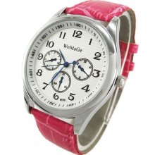 Pu Leather Belt Quartz Women Girls Stylish Round Wrist Analog Watch Leisure Rose