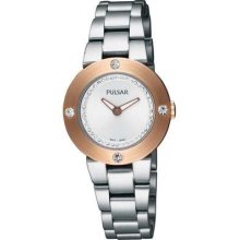 Pulsar Ladies Crystal Set Dial and Bezel Bracelet PTA404X1 Watch