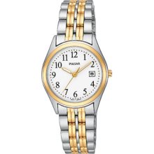 Pulsar Ladies Two-Tone White Dial Watch