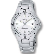 Pulsar Men's Stainless Steel Sport Watch White Dial PXD677