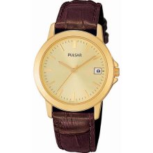 Pulsar PXF228 Men's Gold Tone Dress Watch White Dial