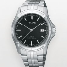 Pulsar Pxh847x Men's Dress Stainless Steel Band Black Dial Watch
