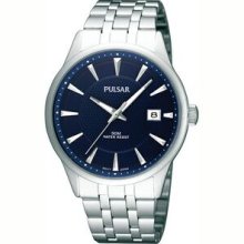 Pulsar Watch W/ Stainless Steel Bracelet & Blue Dial