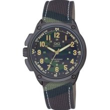 Q&q Q636j515y Mens Lefty Camouflage Army Strap Water Resistant Wristwatch