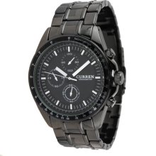 Quartz Wrist Watch with Tanium Metal Strap for Men (Black) - Black - Stainless Steel